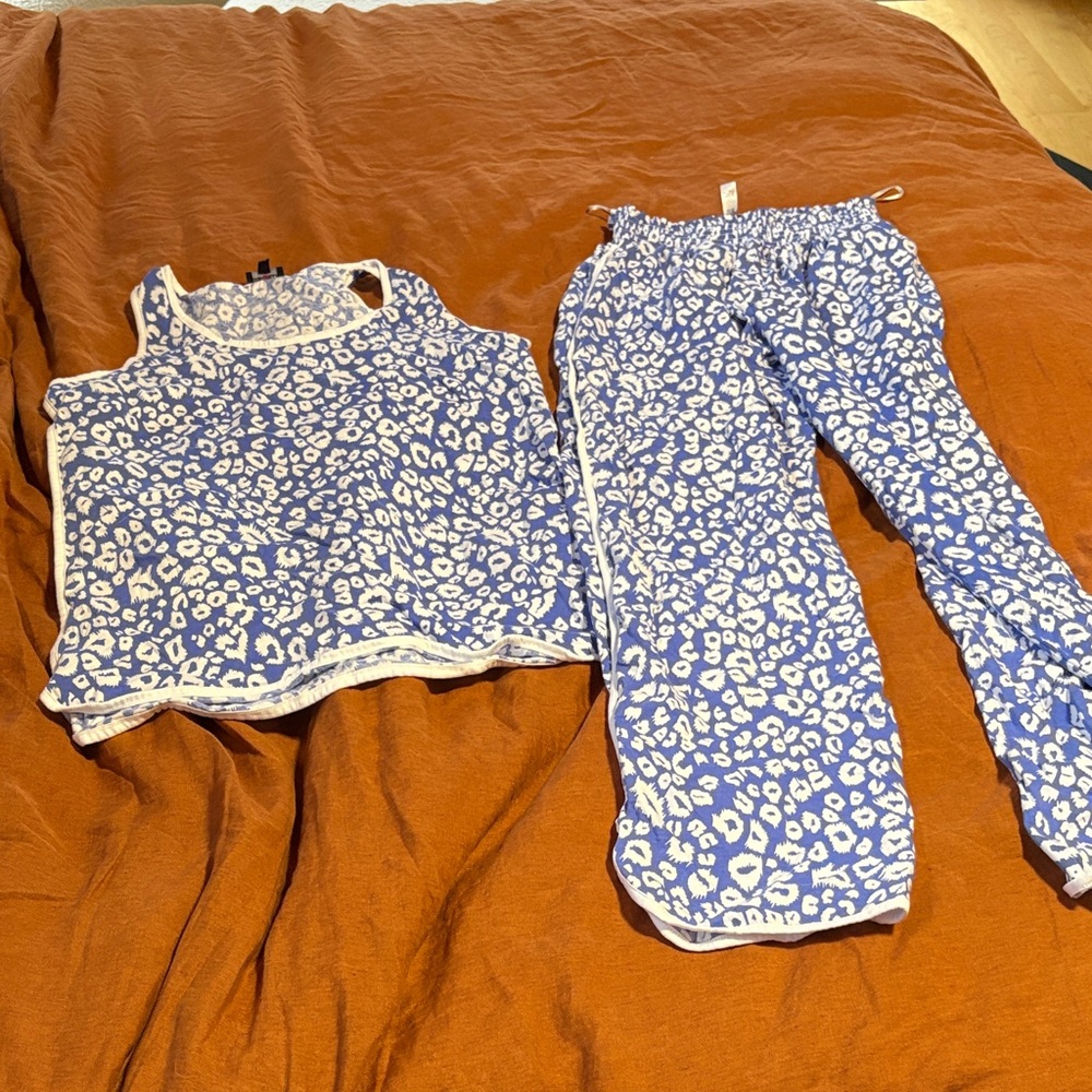 NWOT Cosabella Blue and White Leopard Print Pajama Set